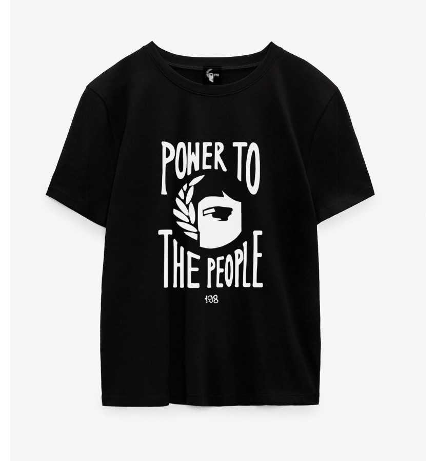 Camiseta  power logo 198 negra mujer