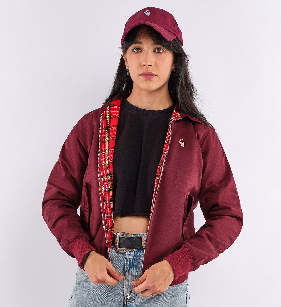 Harrington burdeos entallada