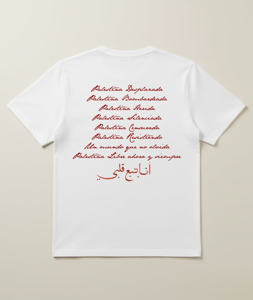 CAMISETA PALESTINA LIBRE OVERSIZE UNISEX BLANCA