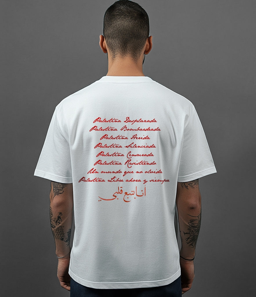 CAMISETA PALESTINA LIBRE OVERSIZE UNISEX BLANCA