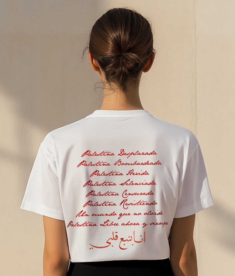 CAMISETA PALESTINA LIBRE OVERSIZE UNISEX BLANCA