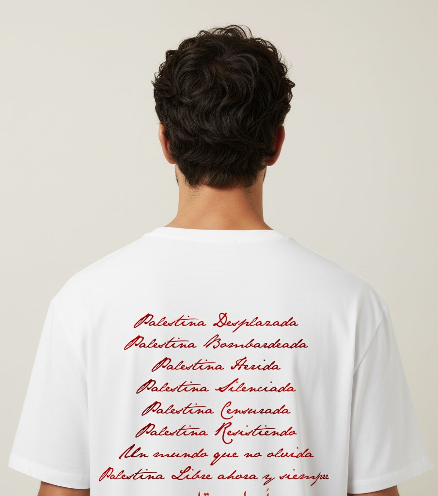 CAMISETA PALESTINA LIBRE OVERSIZE UNISEX BLANCA