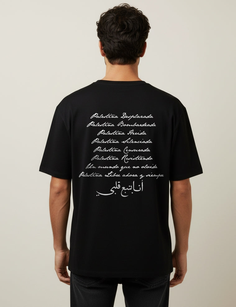 CAMISETA PALESTINA LIBRE OVERSIZE UNISEX NEGRA