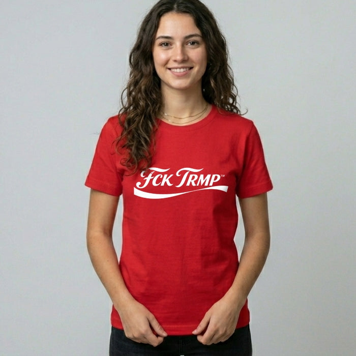 CAMISETA ROJA MUJER FCK TRMP COLA