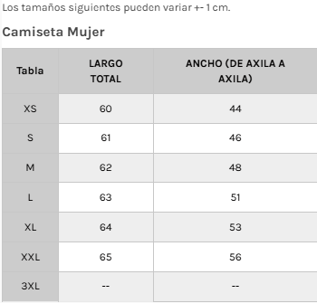 Guía de tallas