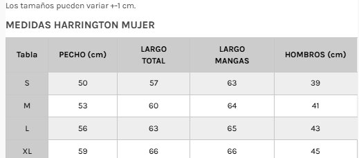 Guía de tallas