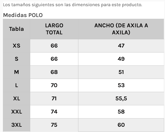 Guía de tallas